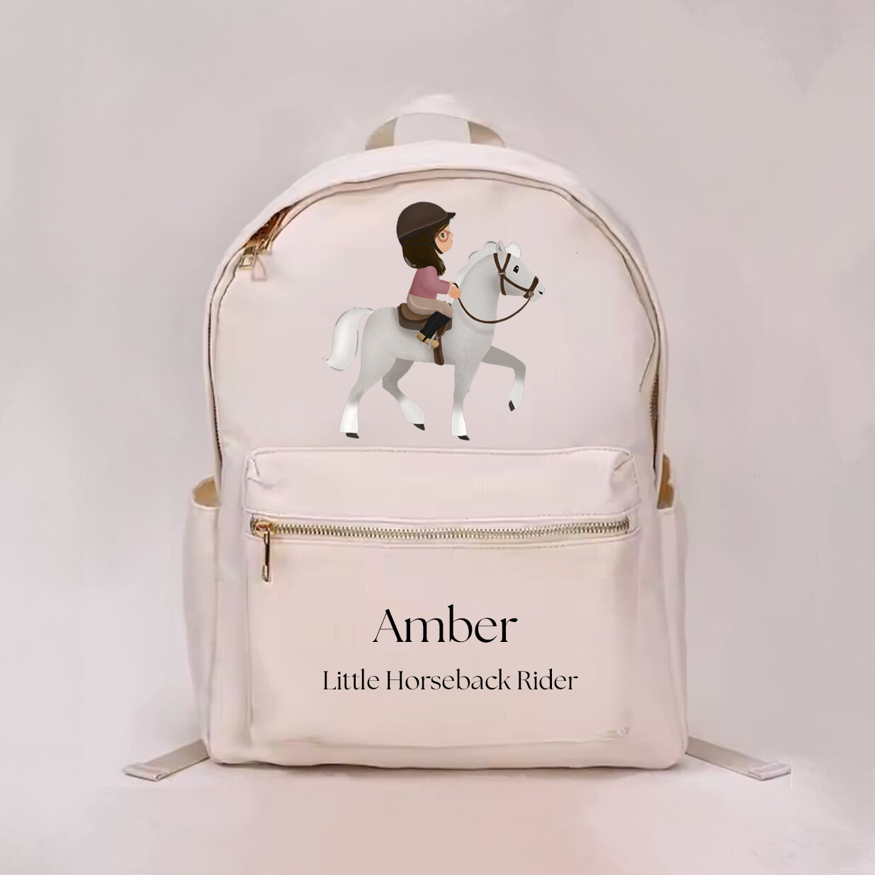 Little Horseback Rider Girl Personalized Backpack