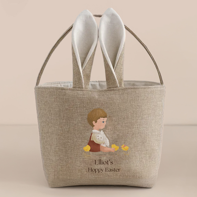 Personalized Easter Bunny Basket - With Custom Child Illustration