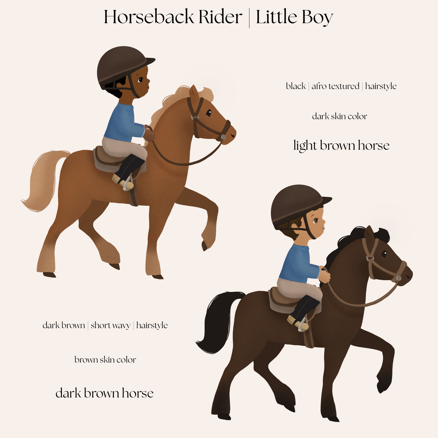 Little Horse Back Rider Boy Personalized Backpack - large