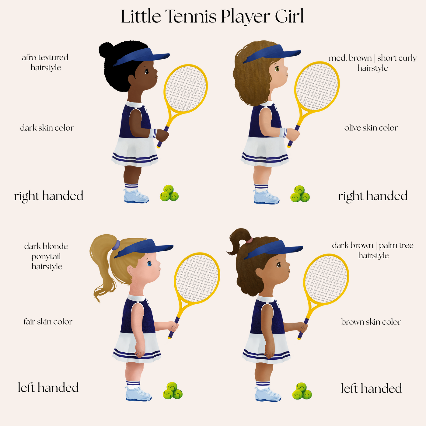Little Tennis Player Girl Personalized T-shirt