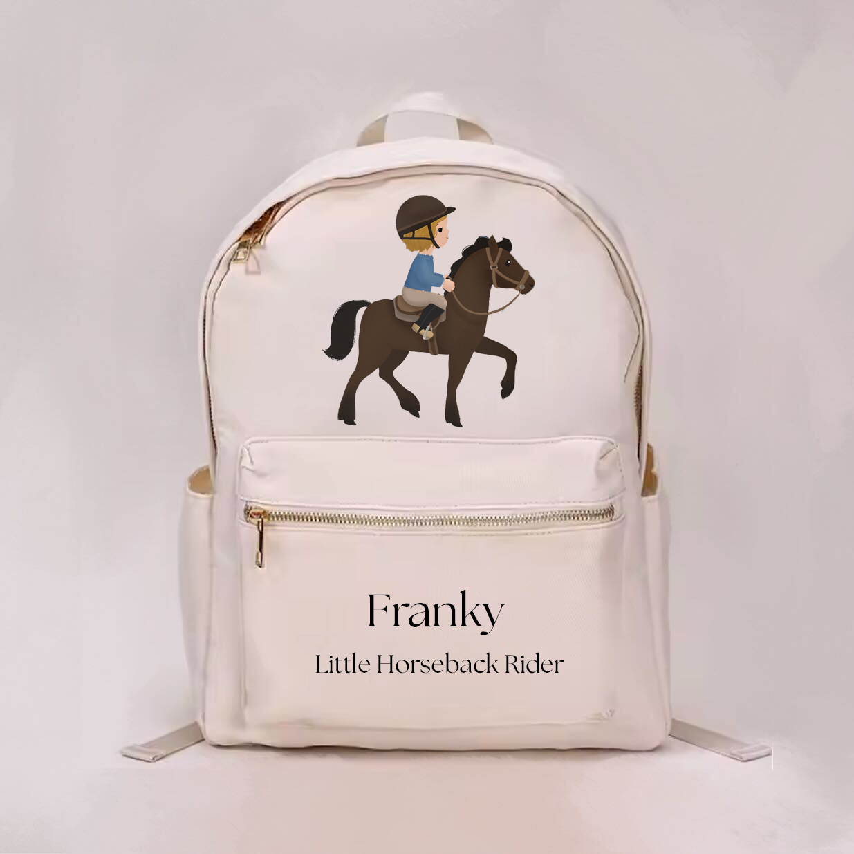 Little Horseback Rider Boy Personalized Backpack