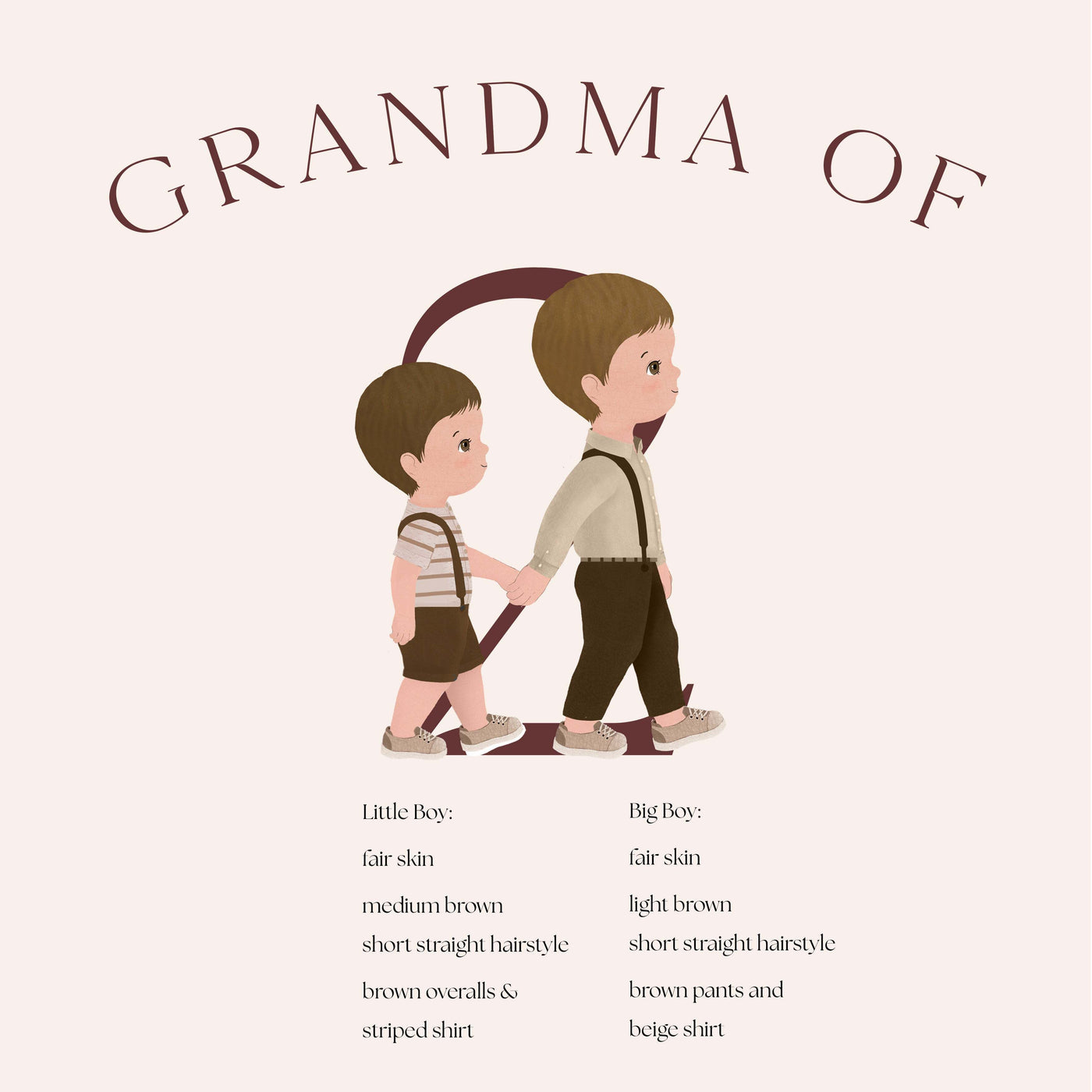 Personalized Short Sleeved T-Shirt for Grandma With Custom Illustration of her Grandchildren