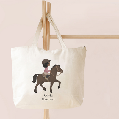 Little Horse Back Rider Girl Personalized Zippered Tote