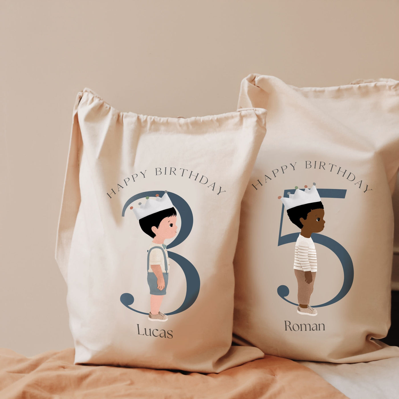 Personalized Child's Birthday Sack | Custom Illustration Birthday Gift Bag