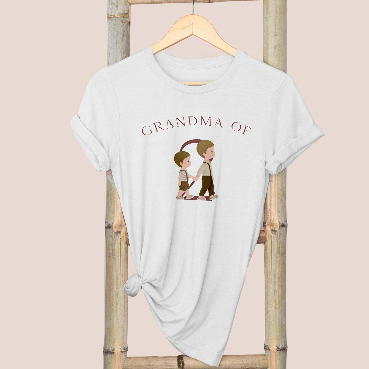 Personalized Short Sleeved T-Shirt for Grandma With Custom Illustration of her Grandchildren