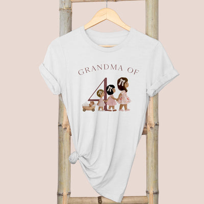 Personalized Short Sleeved T-Shirt for Grandma With Custom Illustration of her Grandchildren