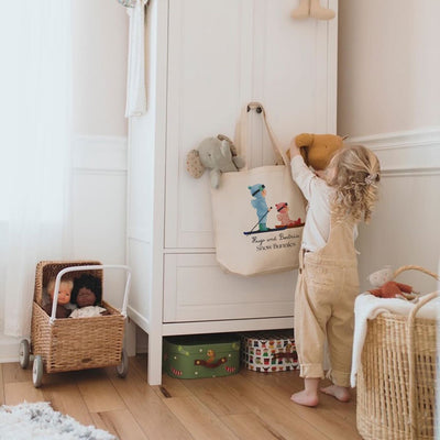 Snow Bunny Tote With A Custom Illustration Of Your Child