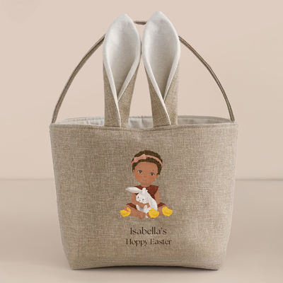 Personalized Easter Bunny Basket - With Custom Child Illustration