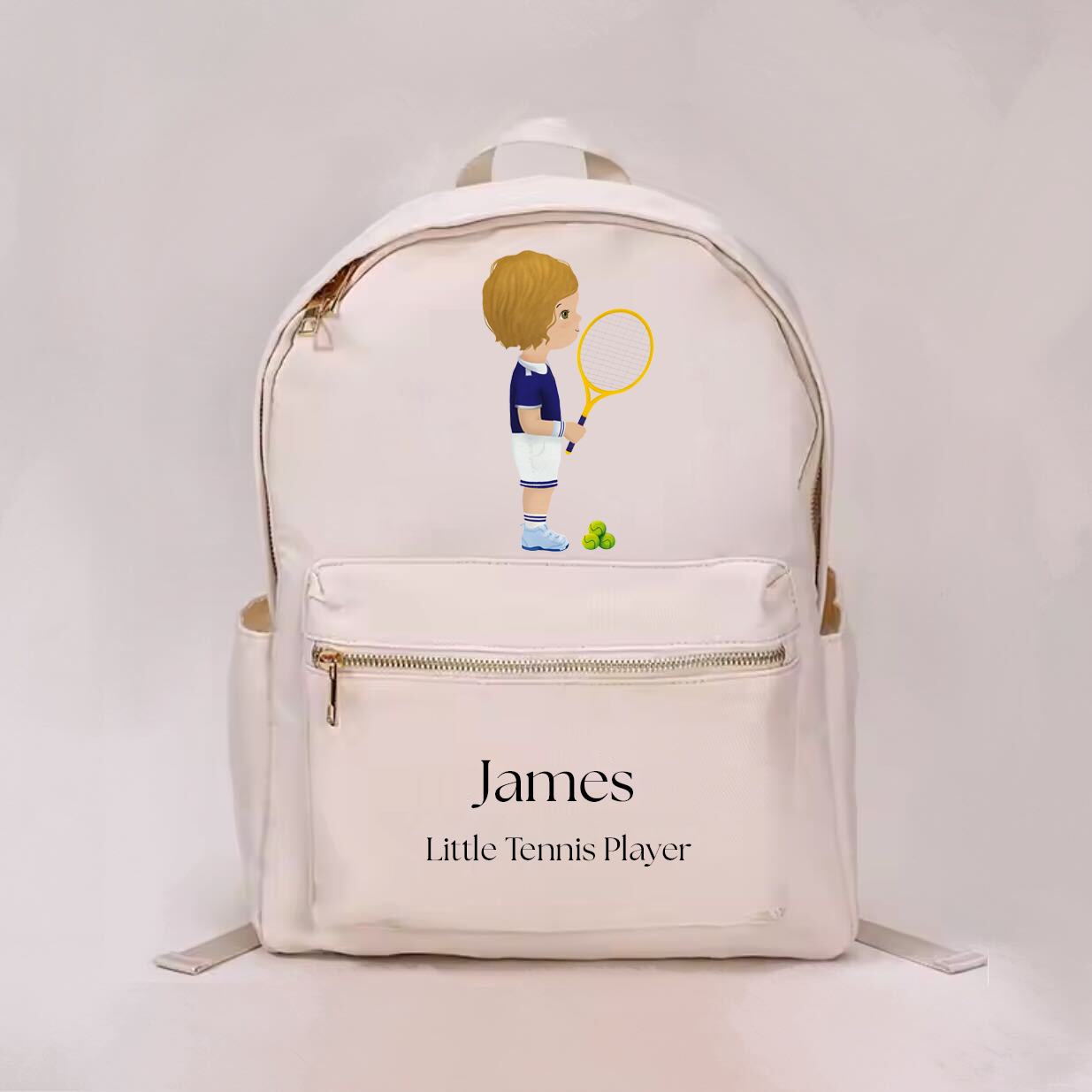 Little Tennis Player Boy Personalized Backpack