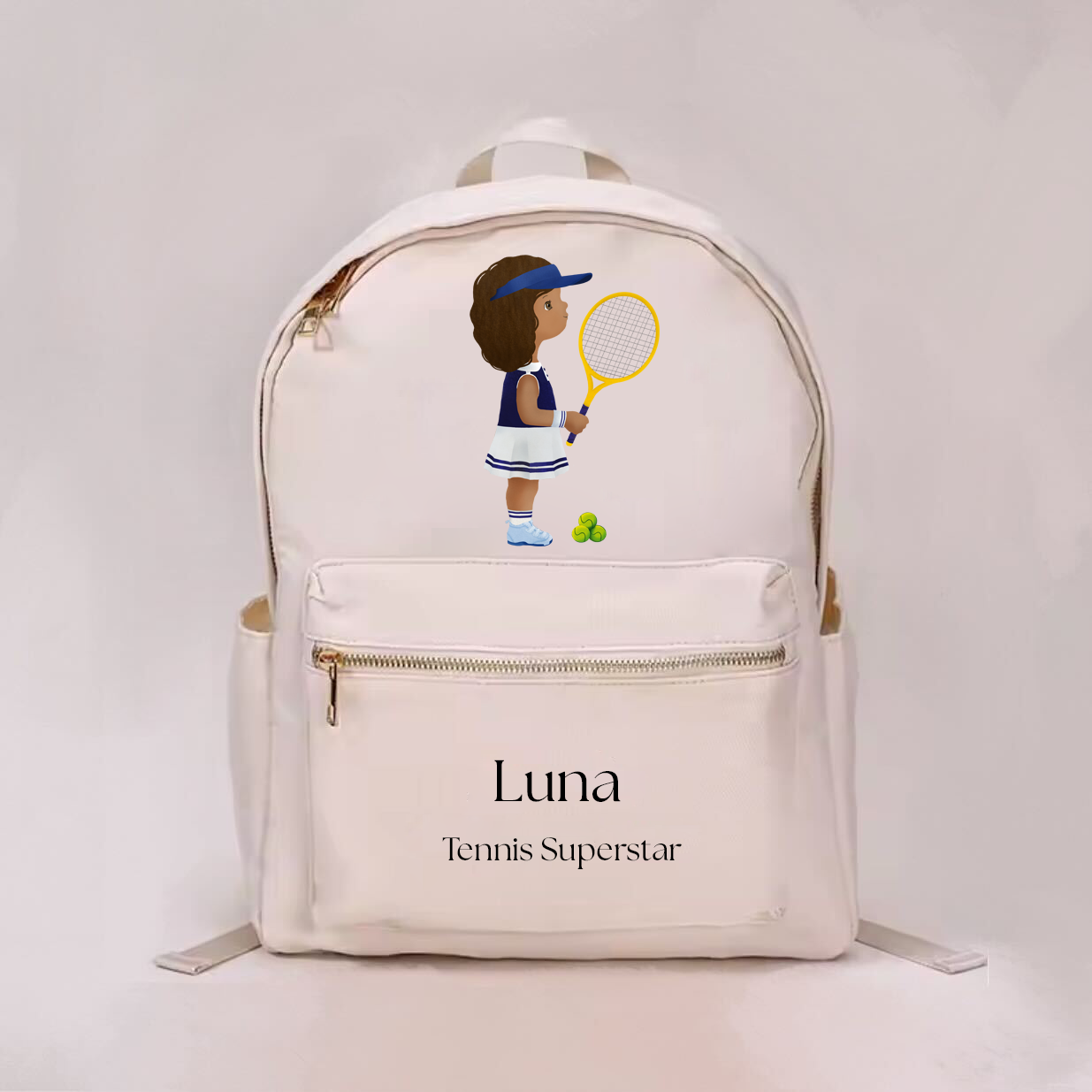 Little Tennis Player Girl Personalized Backpack