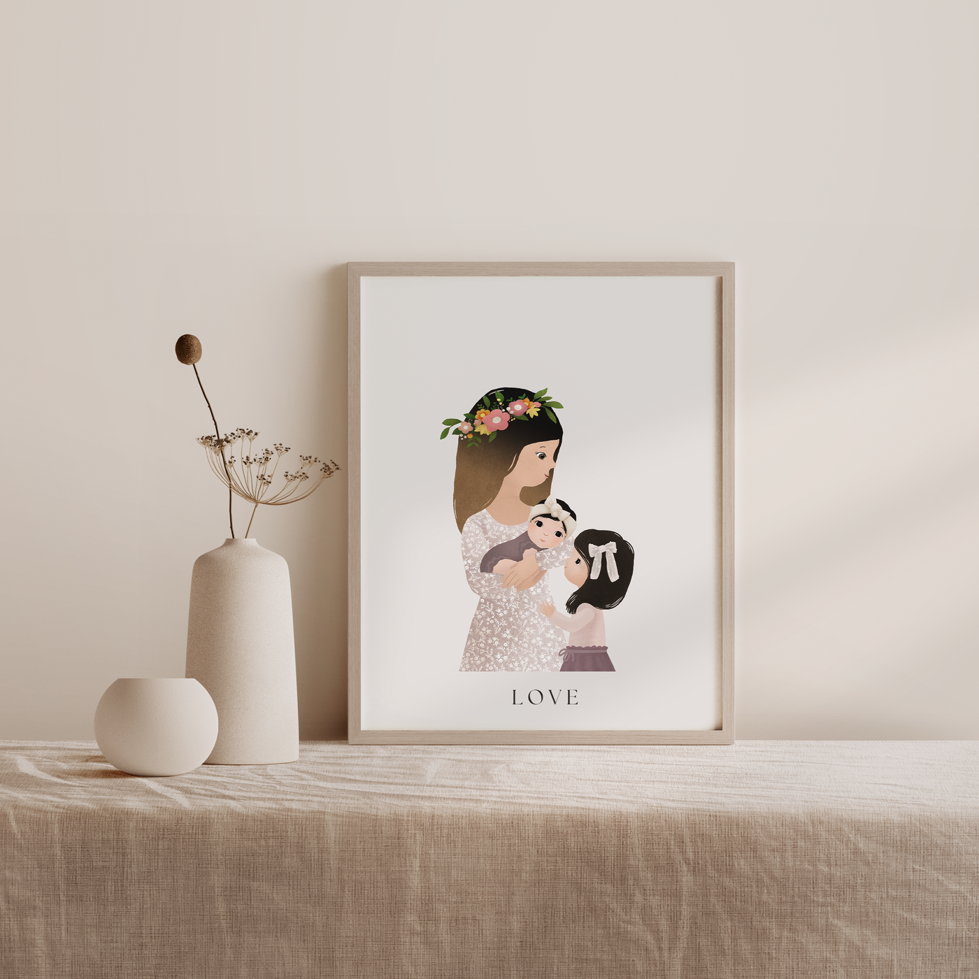 Mama + Littles Poster | Personalized Mother's Day Portrait (Frame Included)