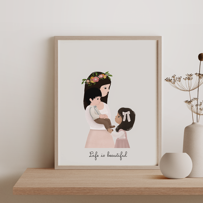 Mama + Littles Poster | Personalized Mother's Day Portrait (Frame Included)