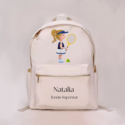 Little Tennis Player Girl Personalized Backpack