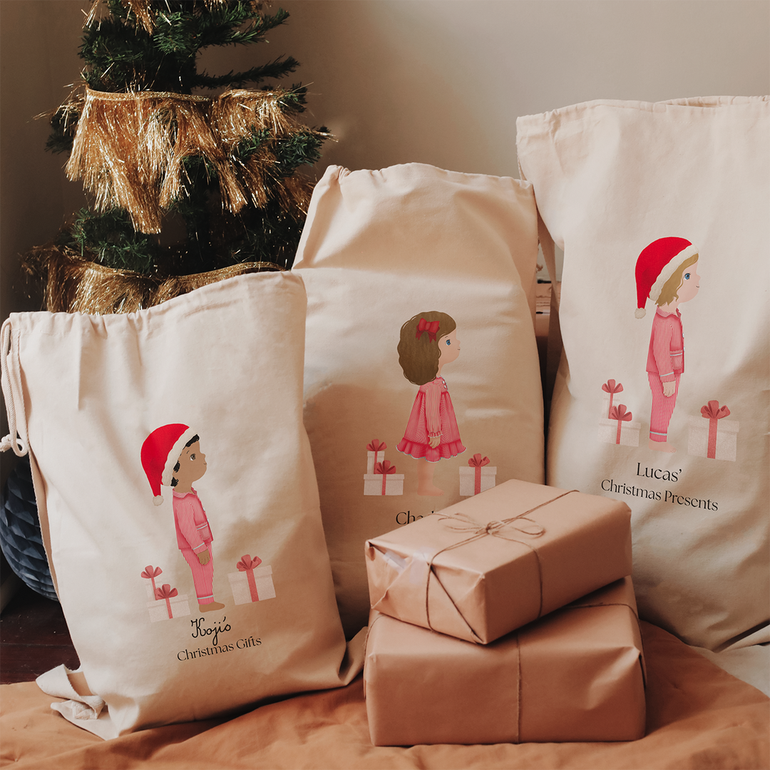 Personalized Santa Sack With a Custom Illustration of Your Child Petit Paradis KIDS