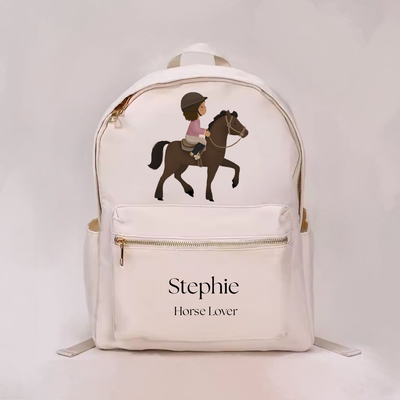 Little Horseback Rider Girl Personalized Backpack