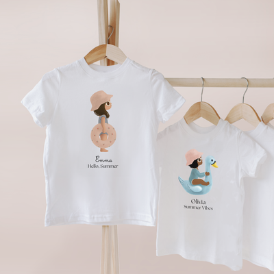 Personalized Summer T-shirt with you Child's Custom Illustration