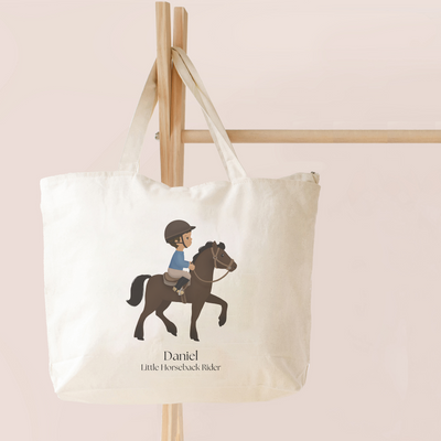 Little Horse Back Rider Boy Personalized Zippered Tote