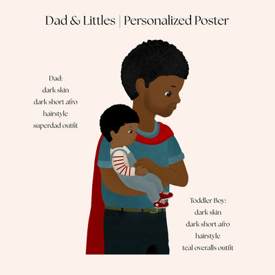 Father's Day Poster | Personalized Superhero Poster for Dad With His Children (Frame included)