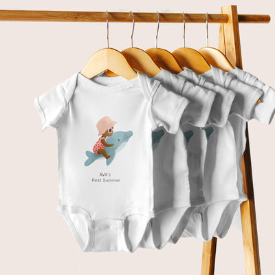 Personalized Summer Bodysuit with you Child's Custom Illustration | Baby's first Summer