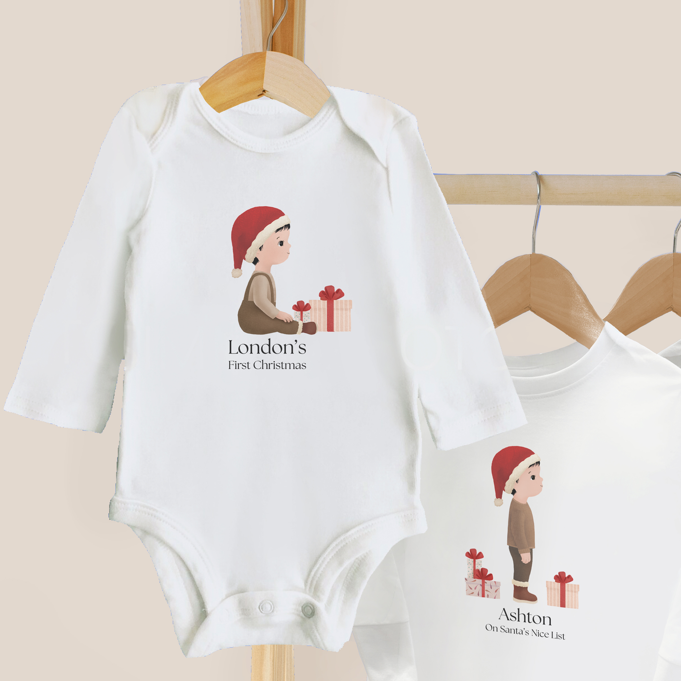 First Christmas Baby Bodysuit With A Custom Child Illustration