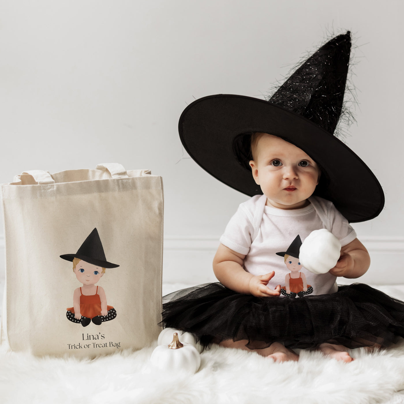 Personalized Halloween Trick-or-Treat Bag With A Custom Illustration Of A Child