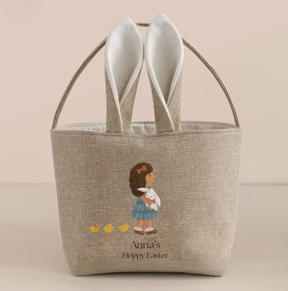 Personalized Easter Bunny Basket - With Custom Child Illustration