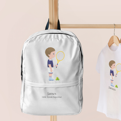 Little Tennis Player Boy Personalized Backpack