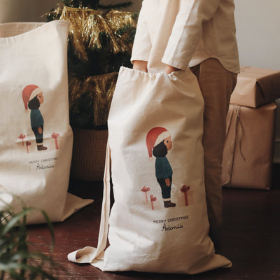 Personalized Santa Sacks With A Custom Illustration Of A Child | EXTRA LARGE Size