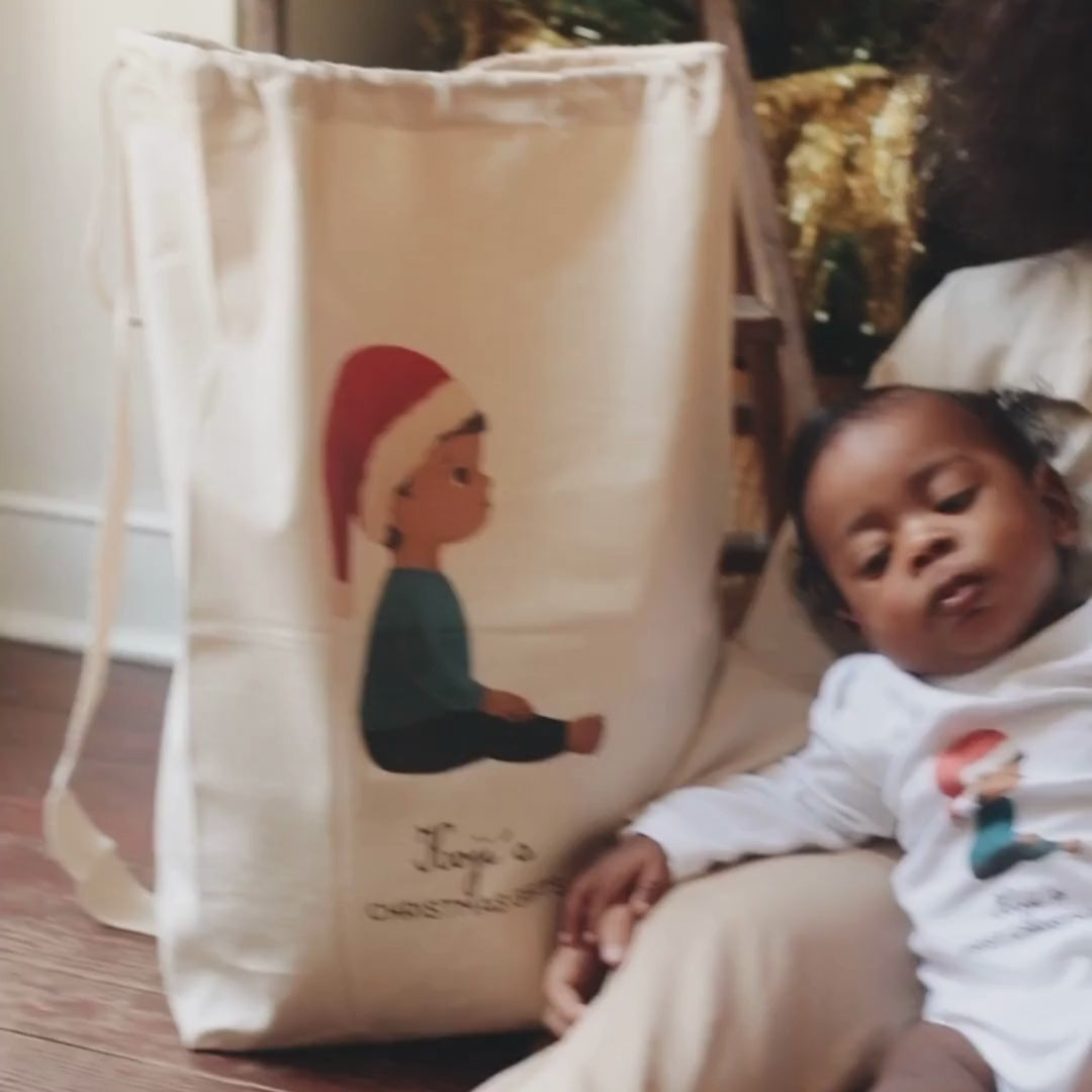 Personalized Santa Sacks With a Custom Illustration of a Child | MEDIUM Size