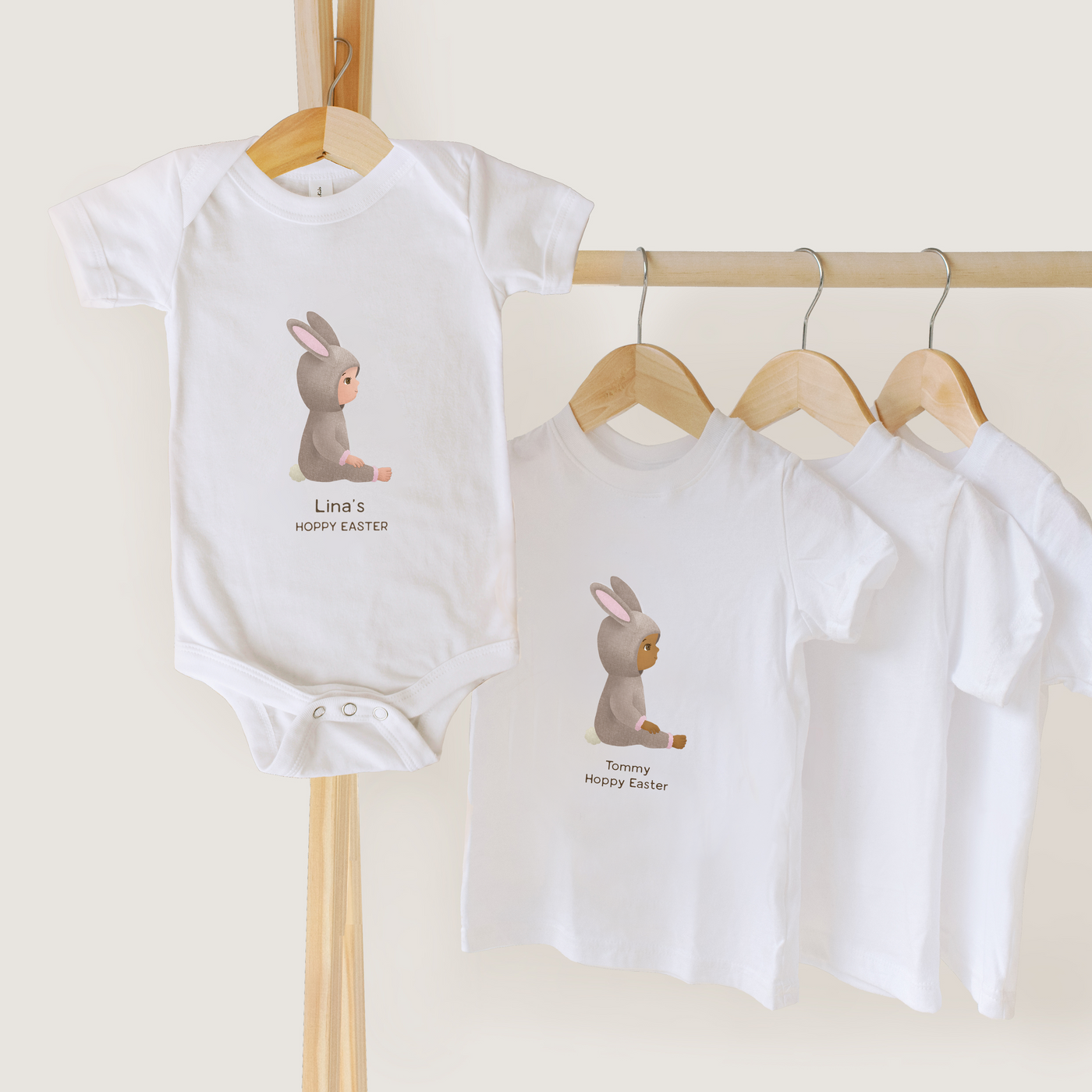 Personalized Easter Bunny T-shirts with a Custom Illustration of Your Child