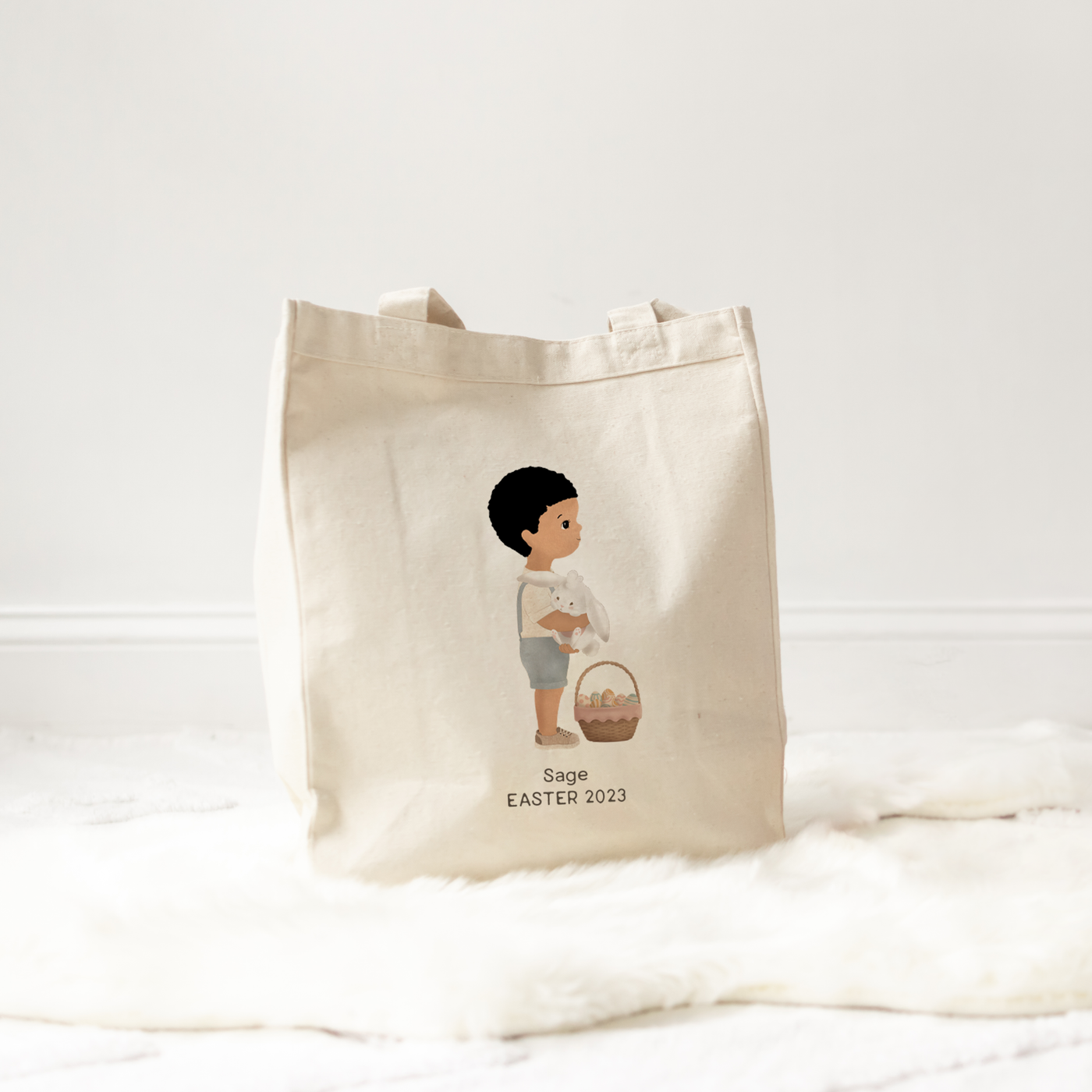 Personalized Easter Tote with a Custom Illustration of Your Child